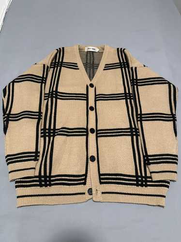 Vintage Beige and Black Striped Cardigan Sweater