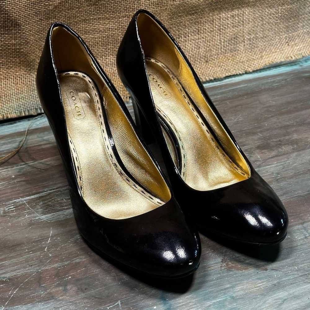 Coach black patent leather round toe pumps - image 2