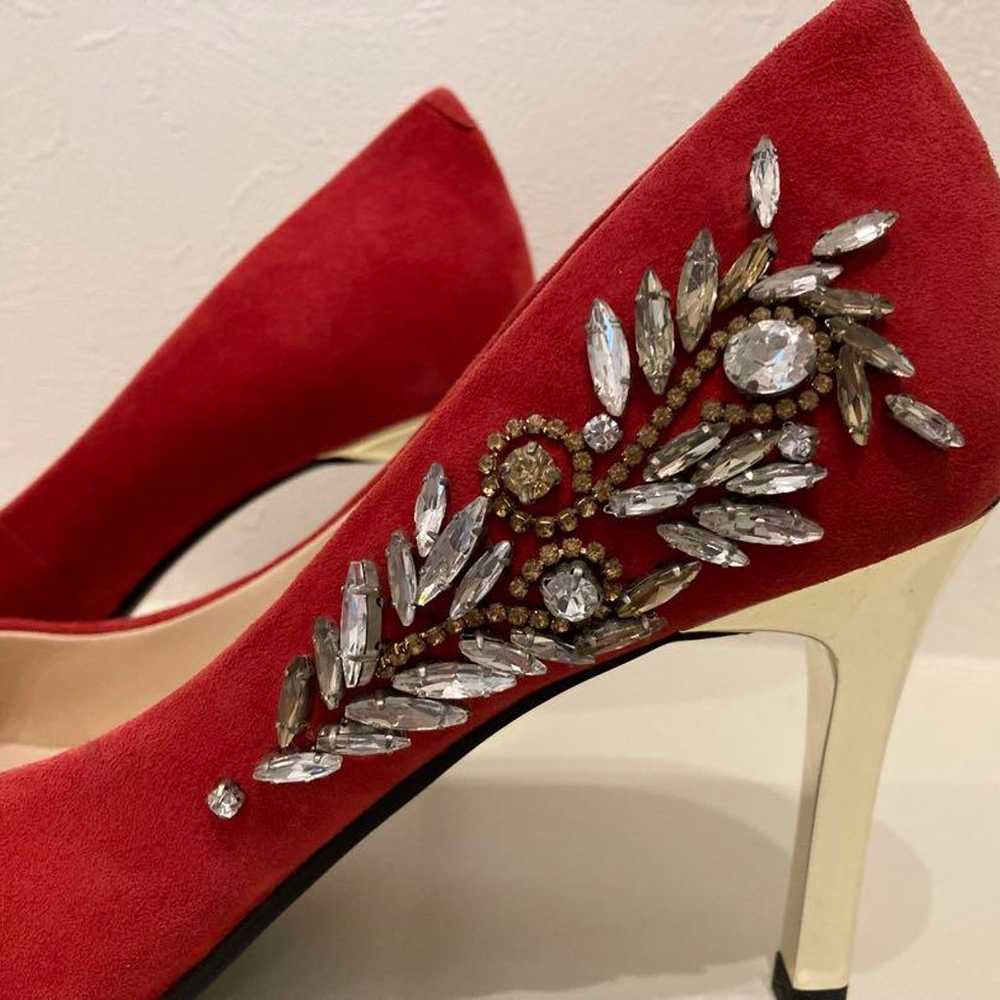 Staccato Red Suede Pumps with Jewels - image 2