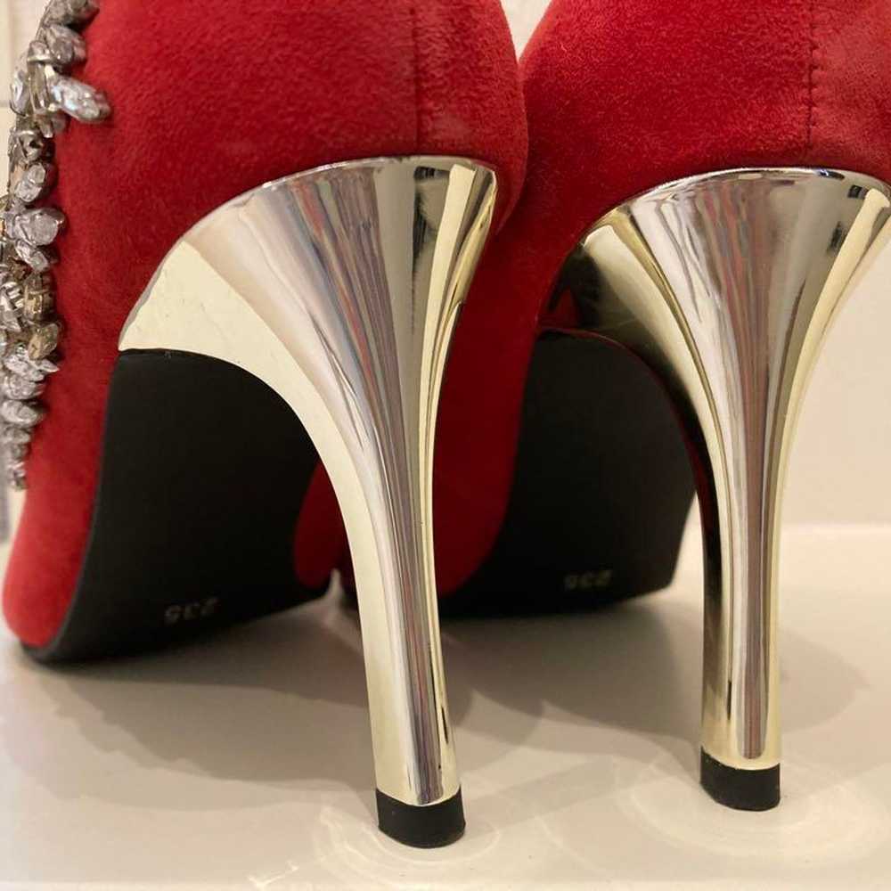 Staccato Red Suede Pumps with Jewels - image 3