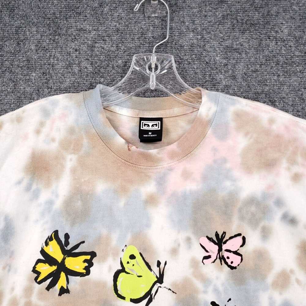 Obey Mens Medium White Tie Dye Butterfly Design S… - image 3