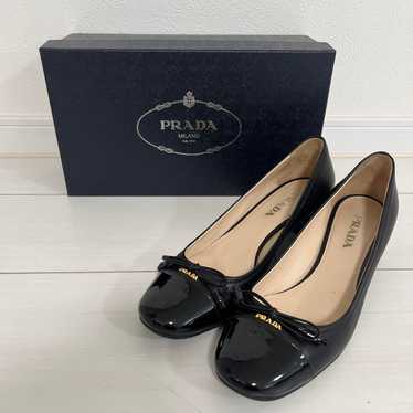 PRADA Patent Leather Ribbon Pumps Black