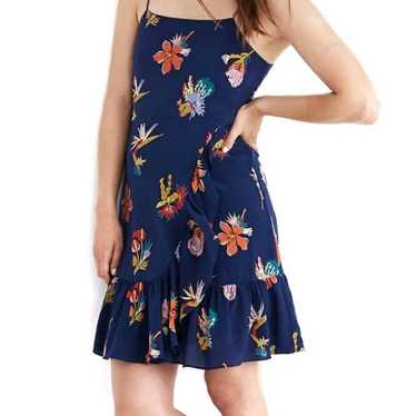 Madewell Navy Tropical Floral Print Dress