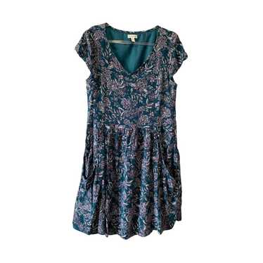 Garnet Hill Teal Floral Women's Dress Size 6