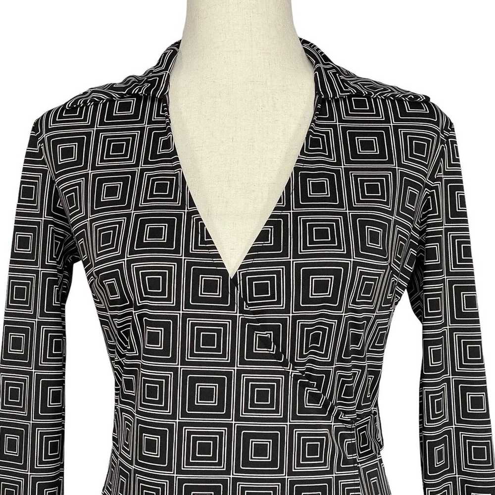 Express Wrap Dress Women Size 3/4 Black Geometric… - image 3