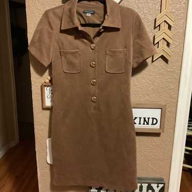 Tommy Hilfiger Tan Suede Silver Buttons Dress Wome