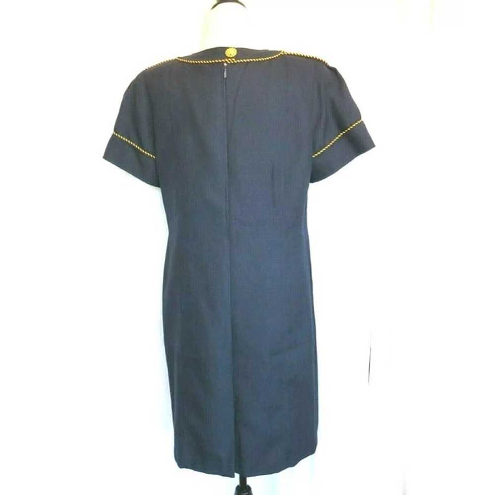 Vintage 1980s Oleg Cassini Women's Dress Navy Blu… - image 2