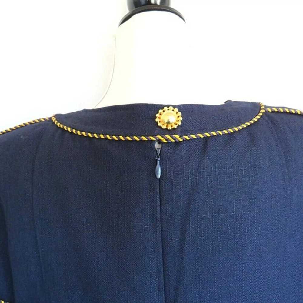 Vintage 1980s Oleg Cassini Women's Dress Navy Blu… - image 6