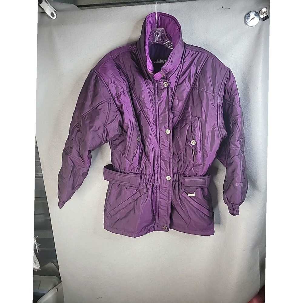 Vintage Purple Solid Belted Collared Full Zip Med… - image 2