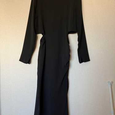 ZARA Black Long Dress with Gathered Details