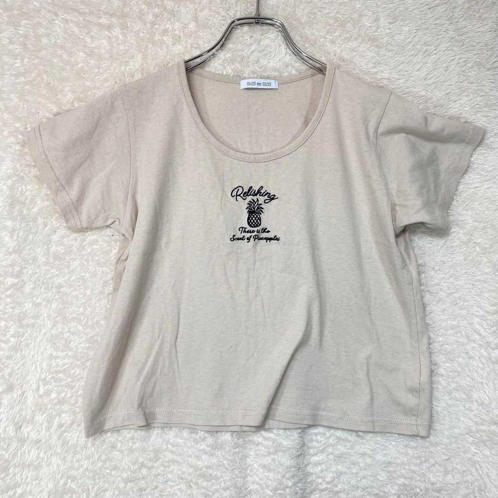 377【Olive de Olive】Embroidered T-shirt T-shirt Ch… - image 2