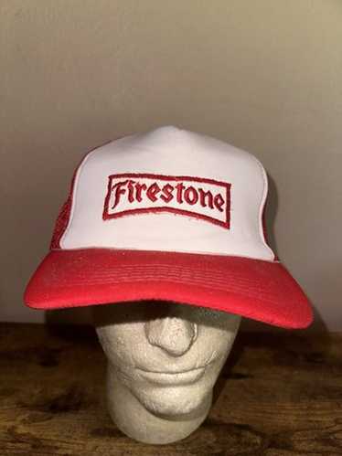 帽子 Firestone 80's Trucker Hat Made in USA Vintage Firestone Patch Snapback Trucker Hat Cap USA - Gem