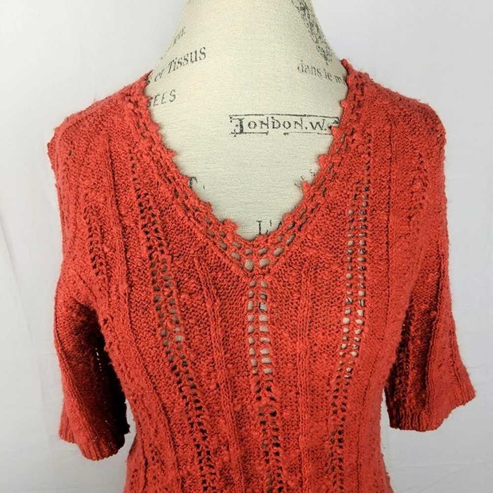 Vintage Red Knit Top Small Textured Crochet - image 2