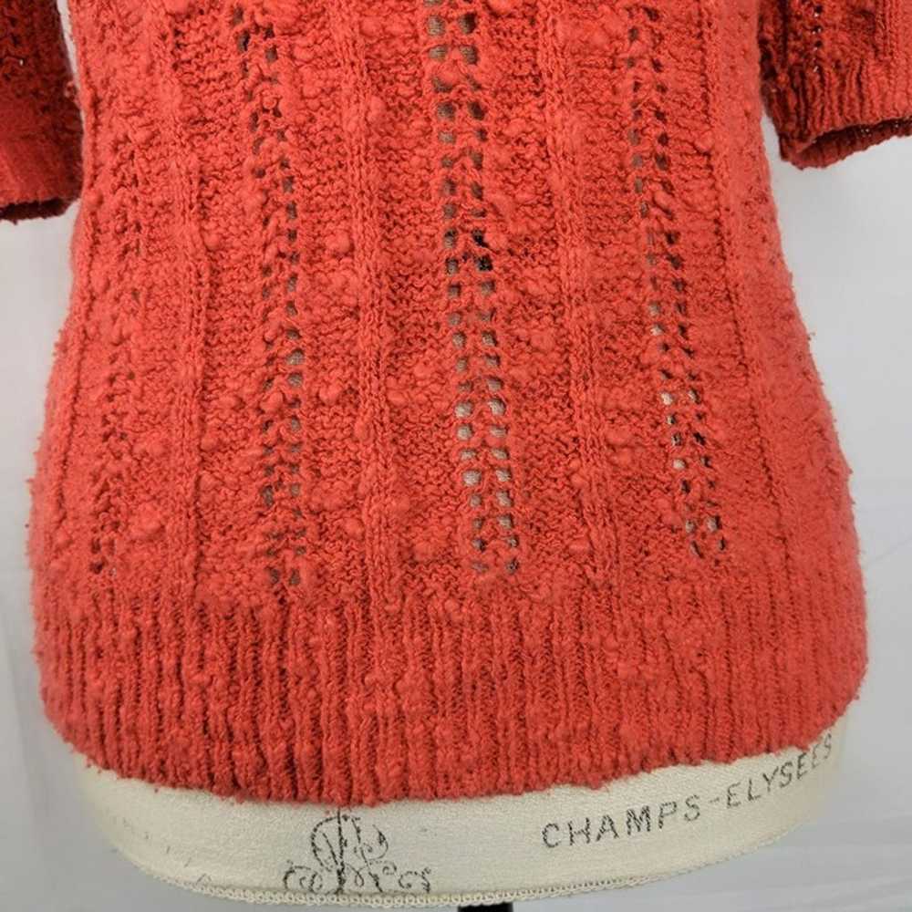 Vintage Red Knit Top Small Textured Crochet - image 3