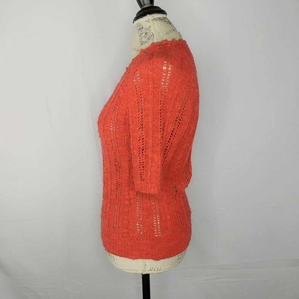 Vintage Red Knit Top Small Textured Crochet - image 5