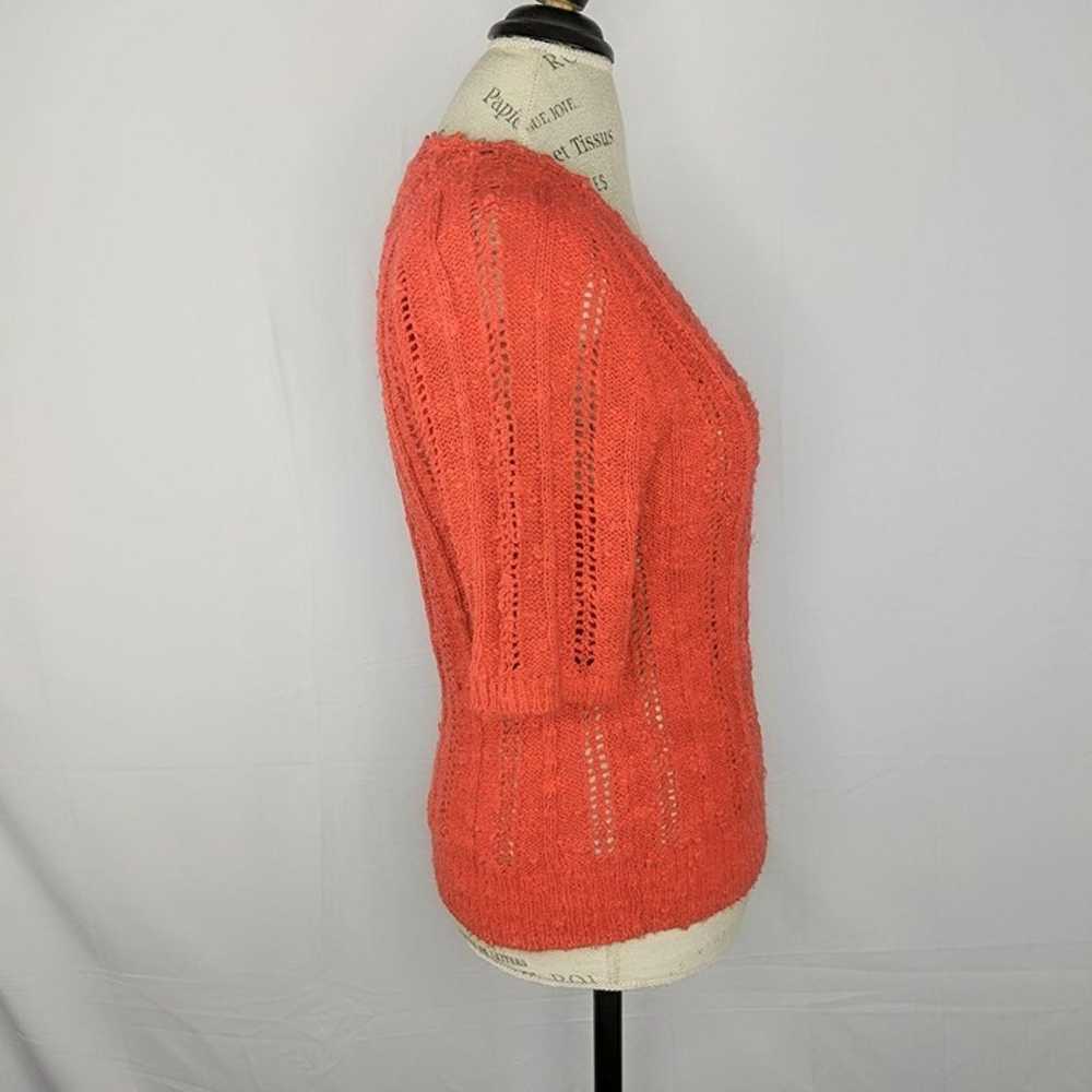 Vintage Red Knit Top Small Textured Crochet - image 6