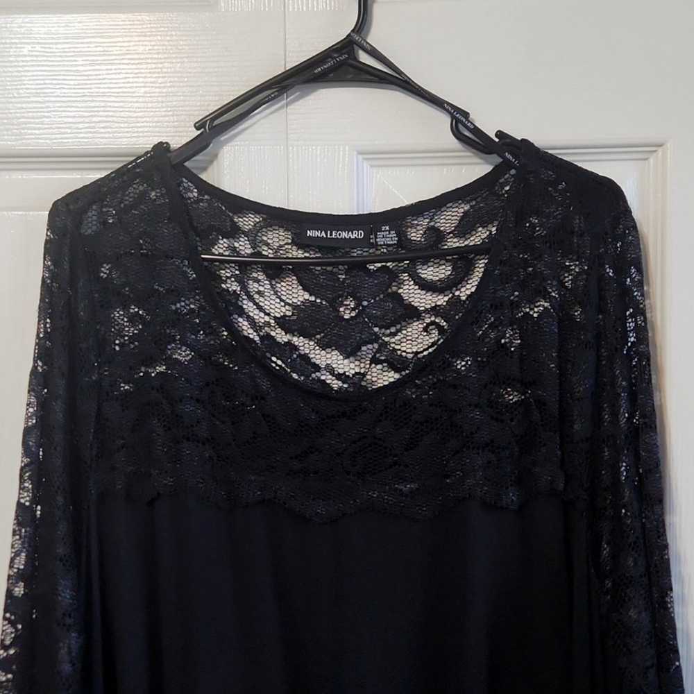 Nina Leonard Women's Black Lace Long Sleeve Dress… - image 6