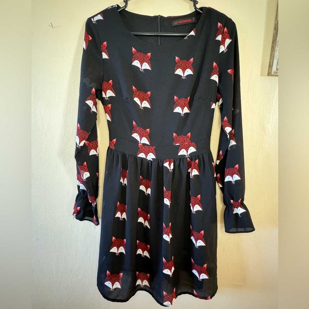 Fox pattern long sleeve dress - image 1