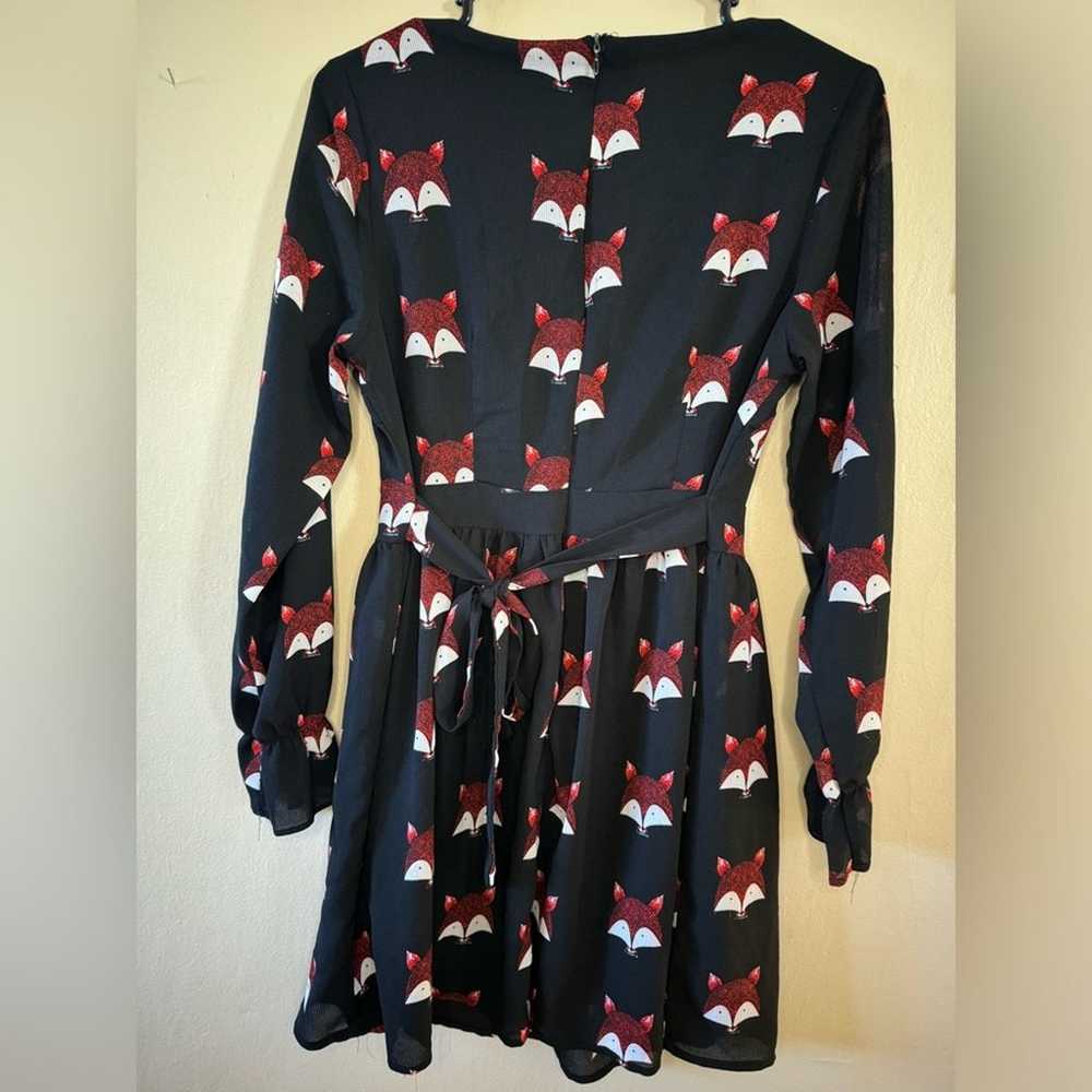 Fox pattern long sleeve dress - image 3