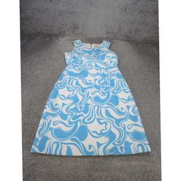 Vintage Stunning Blue Floral Patterned Sleeveless… - image 1