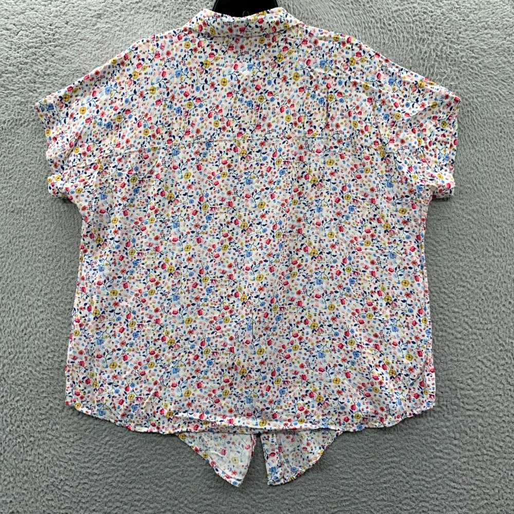 Vintage White Extra Large Floral Short Sleeve Top… - image 2