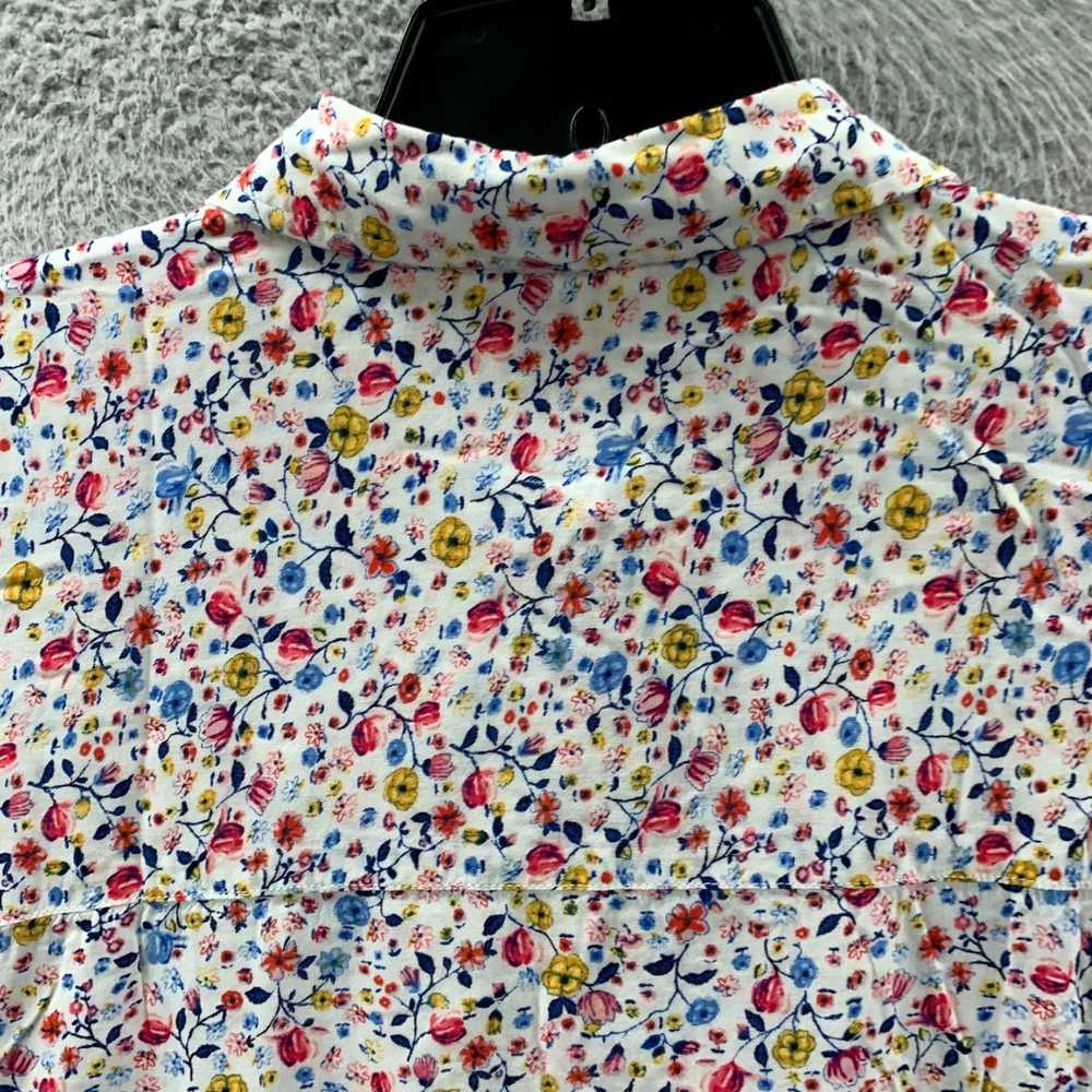 Vintage White Extra Large Floral Short Sleeve Top… - image 5