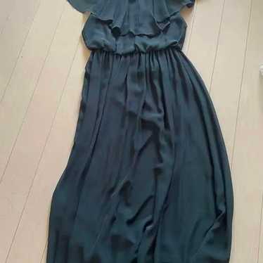 Dark Green Long Dress with Frills