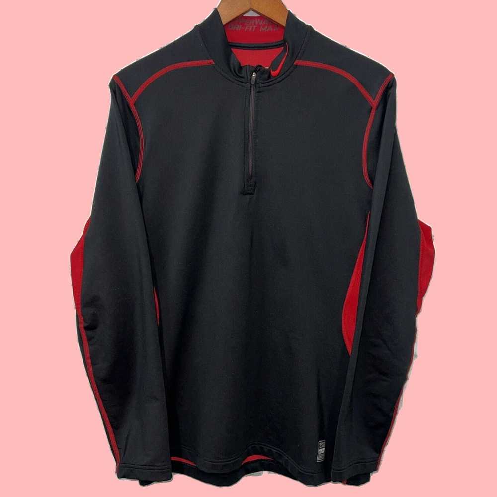 Nike Mens Red and Black Half Zip Pullover Fleece … - image 1