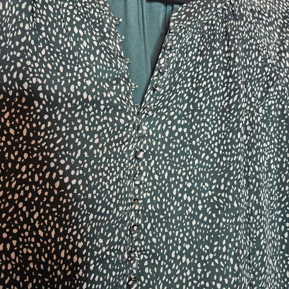 Joie Green Polka dot sheer lined long sleeved dre… - image 4