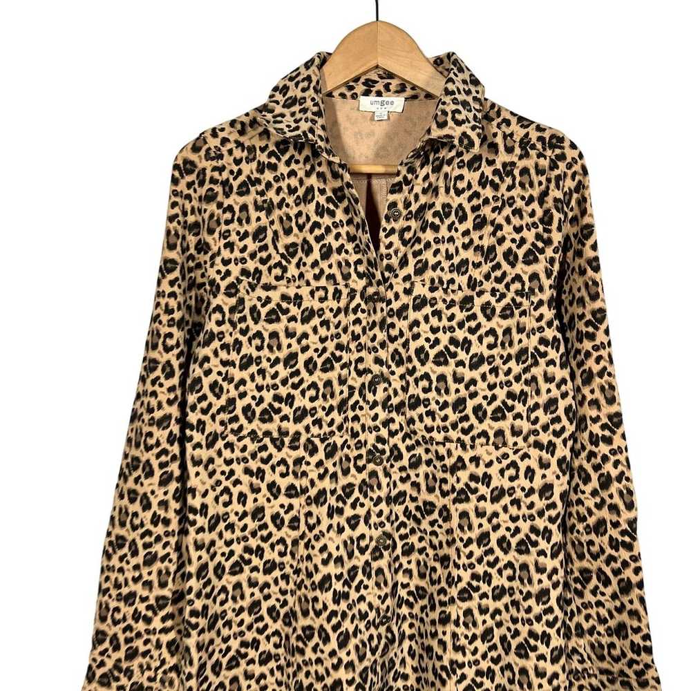 UMgee Animal Print Shirt Dress Button Up Front Lo… - image 2