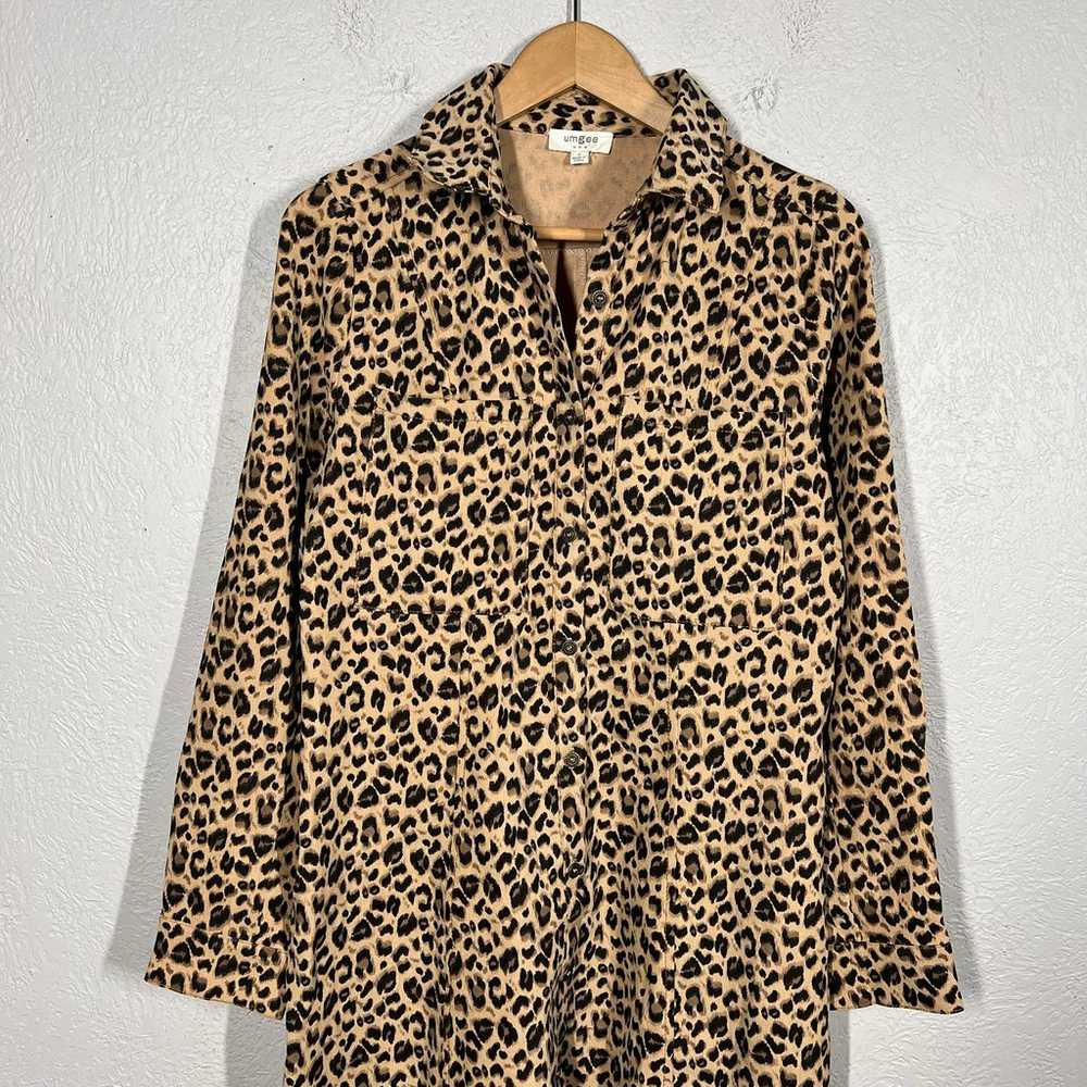 UMgee Animal Print Shirt Dress Button Up Front Lo… - image 4