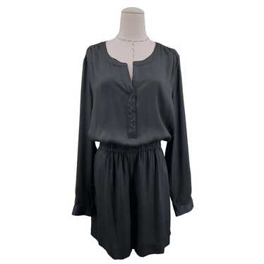 LOFT Black Long Sleeve Button Down Shorts Romper E