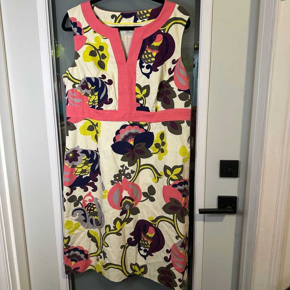 BODEN Size 12R Notch Neck Pink Purple Floral Shif… - image 1