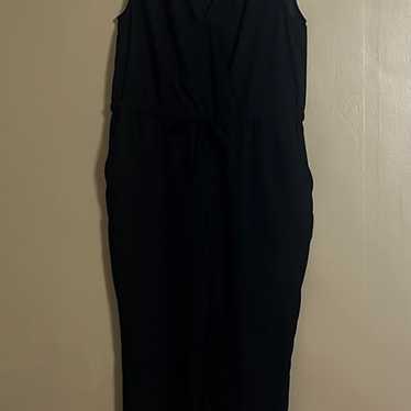 Loft Jumpsuit Sz XL Pleated Straps Tie Back Elast… - image 1