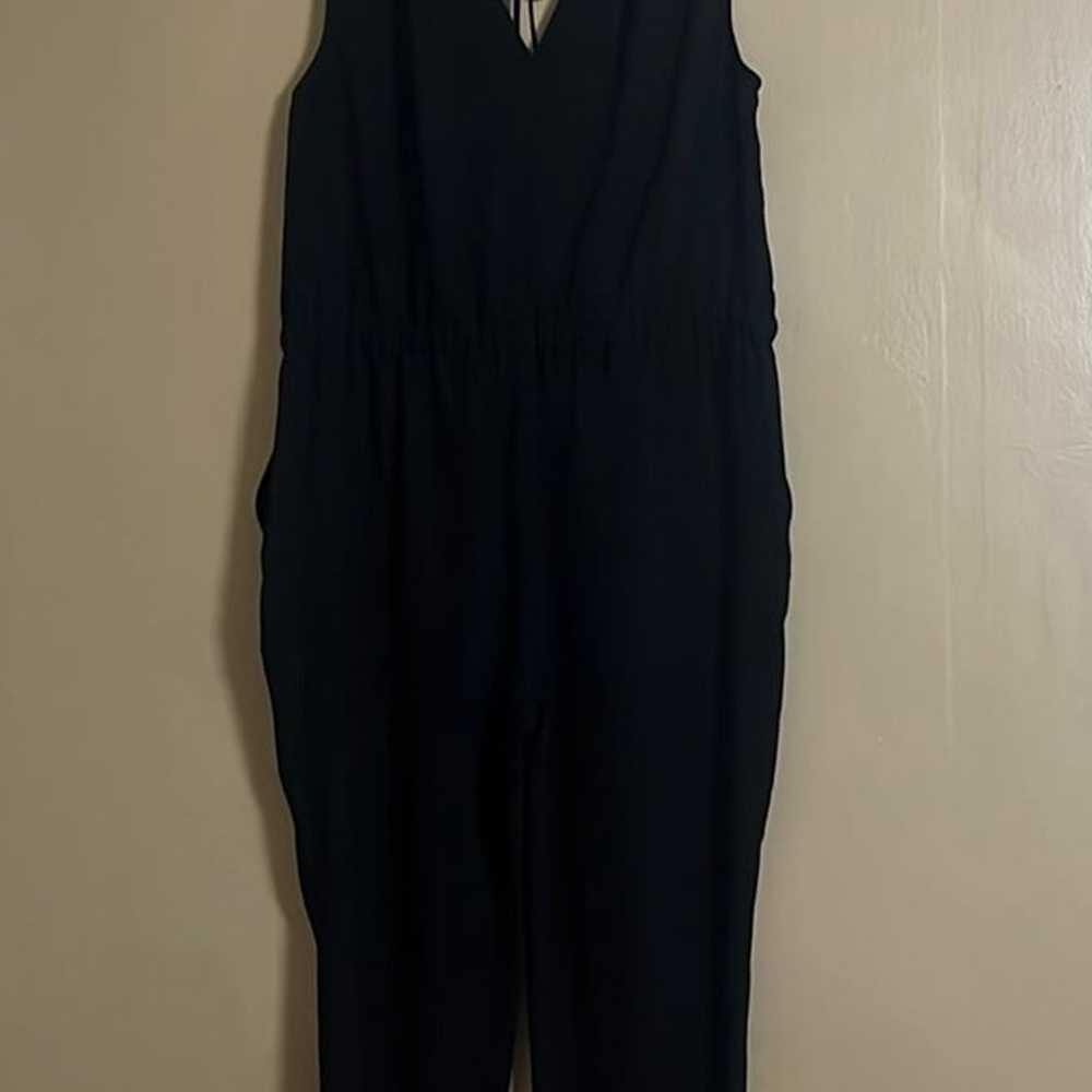 Loft Jumpsuit Sz XL Pleated Straps Tie Back Elast… - image 2