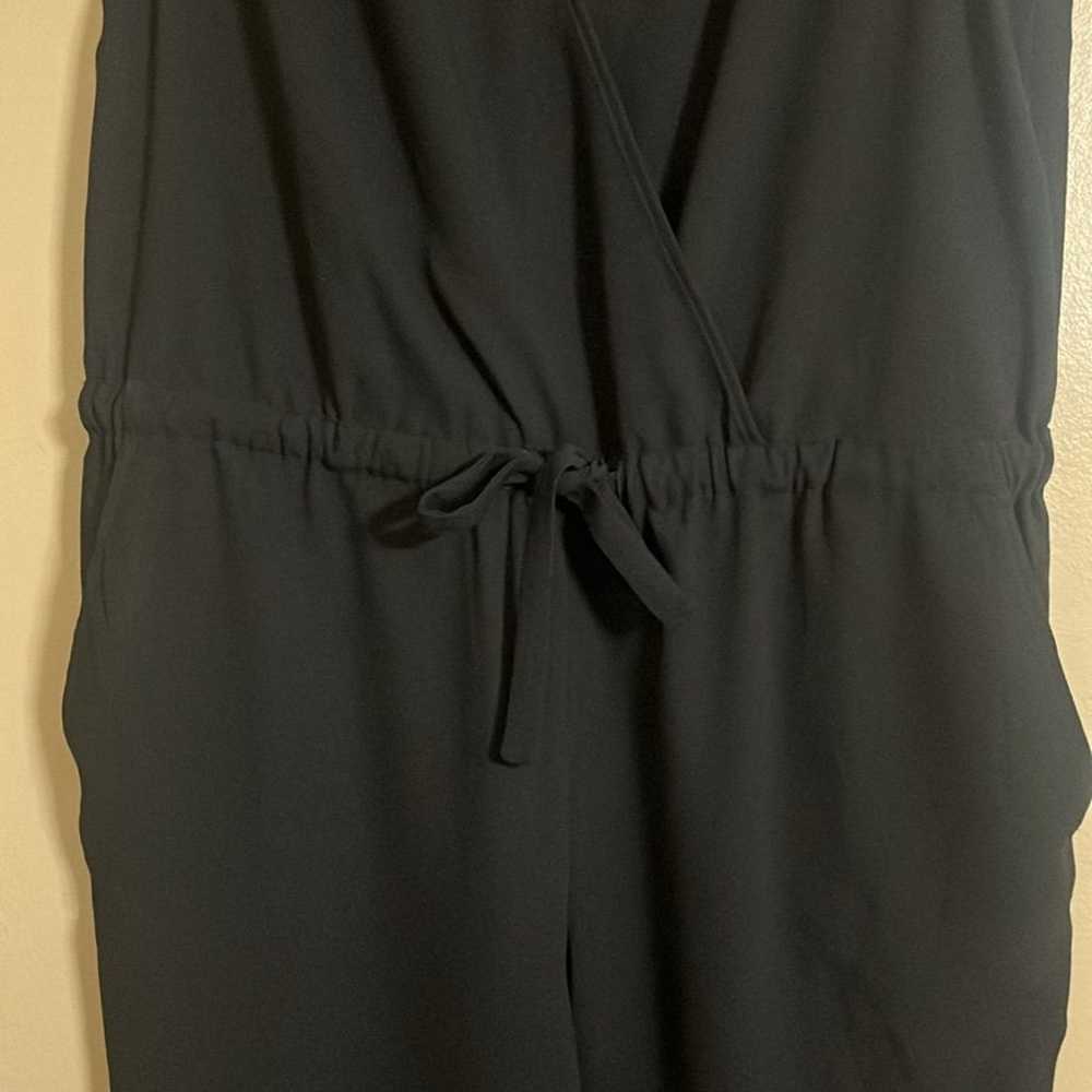 Loft Jumpsuit Sz XL Pleated Straps Tie Back Elast… - image 3