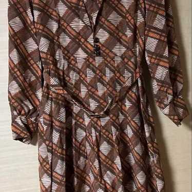 Showa Retro Brown Long-Sleeve Dress