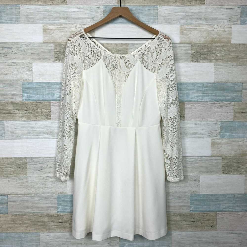 Gianni Bini Lace Fit & Flare Dress Ivory White Pl… - image 1