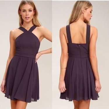 Lulus Forevermore Dusty Purple Skater Dress Medium