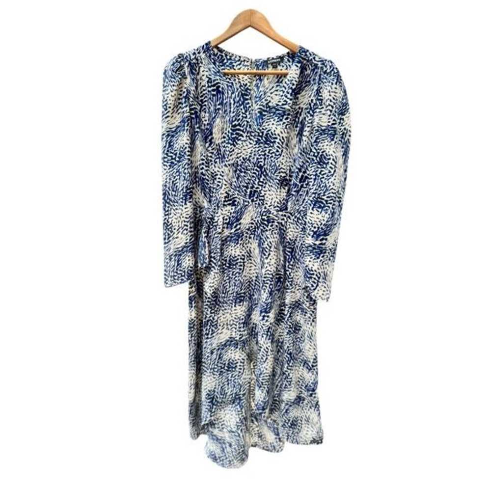 Express Printed Puff Sleeve Midi Dress, Blue and … - image 3