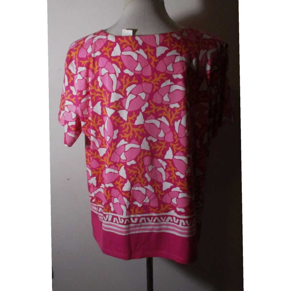 Vintage Elegant Pink Beaded Trim Short Sleeve Blo… - image 5