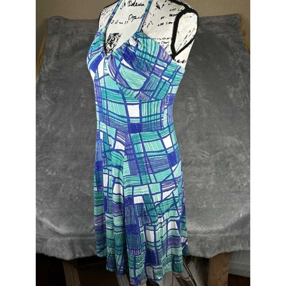 Tori Richard Honolulu Dress Medium Blue Geometric… - image 4