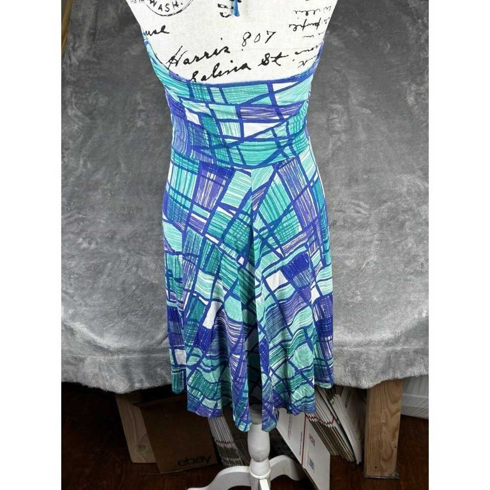 Tori Richard Honolulu Dress Medium Blue Geometric… - image 7