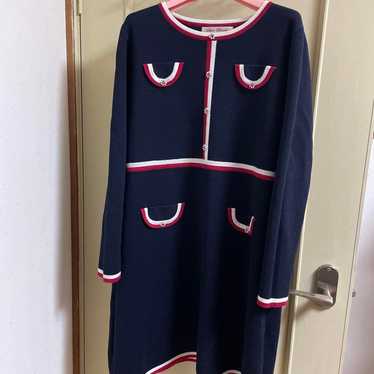 Super Beauty Tricolor Color Knit One-Piece Dress