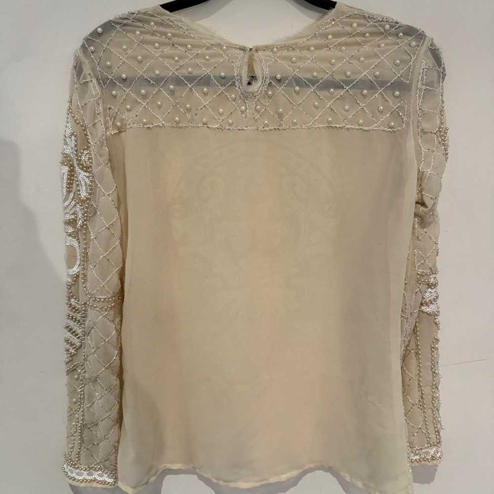 Vintage sheer hand beaded bridal top - image 4