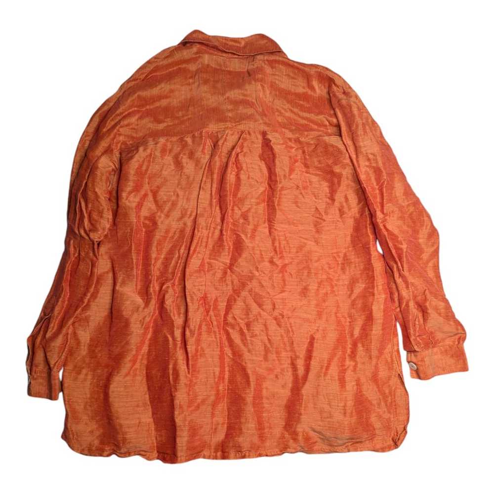 Vtg 1990s Nora Noh Orange Linen Silk Blend Button… - image 2