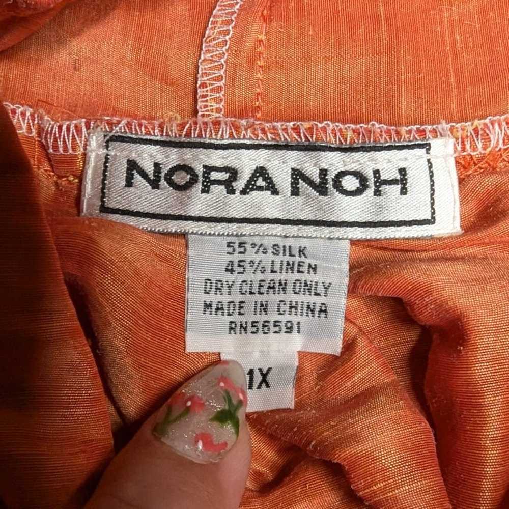 Vtg 1990s Nora Noh Orange Linen Silk Blend Button… - image 5