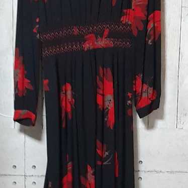 Desigual Red Floral Black Dress 3/4 Sleeves BUTTER