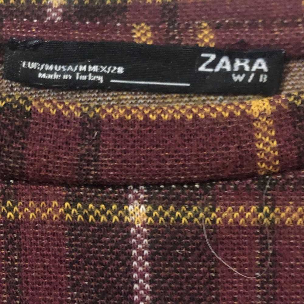 Zara Burgundy Tartan Plaid Oversized Boxy Short S… - image 3