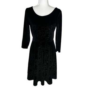 Soma Black Velvet Dress with Burnout Floral Desig… - image 1